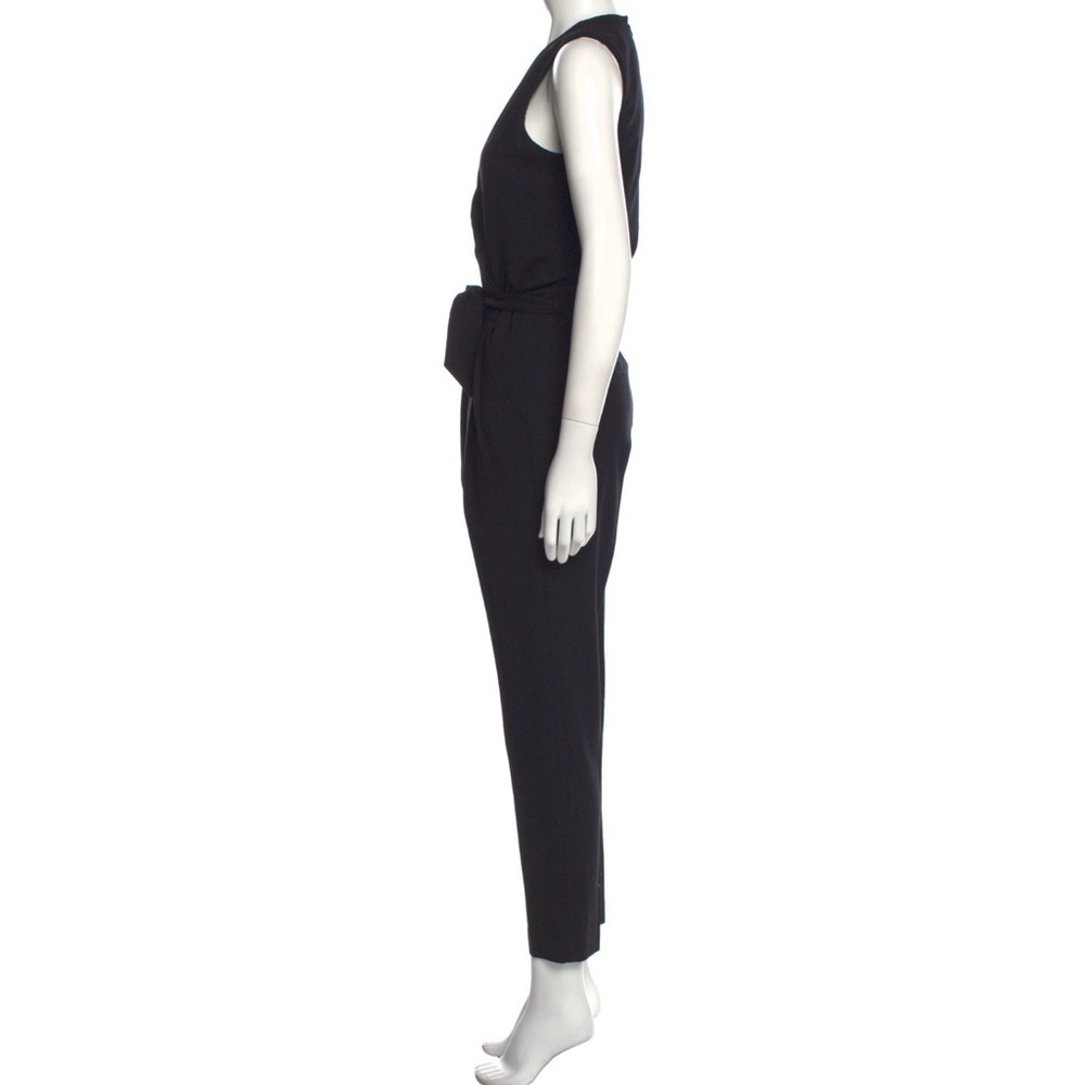 🌺 Theory Black Sleeveless V Neck Wrap Tie Pantsuit Size 2 - Picture 5 of 12